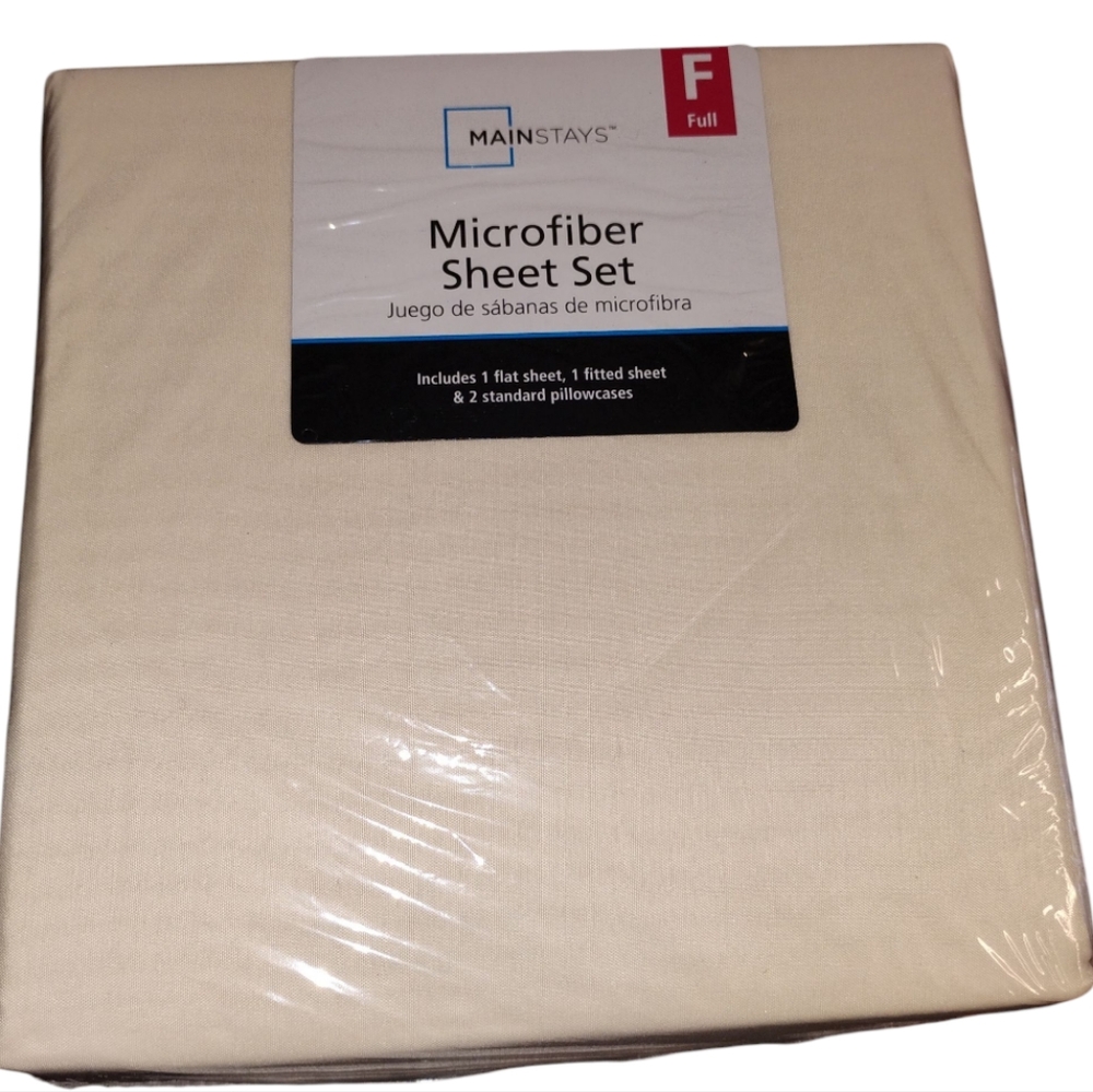 Mainstays Beige Microfiber Sheet Set Full New Unopened
